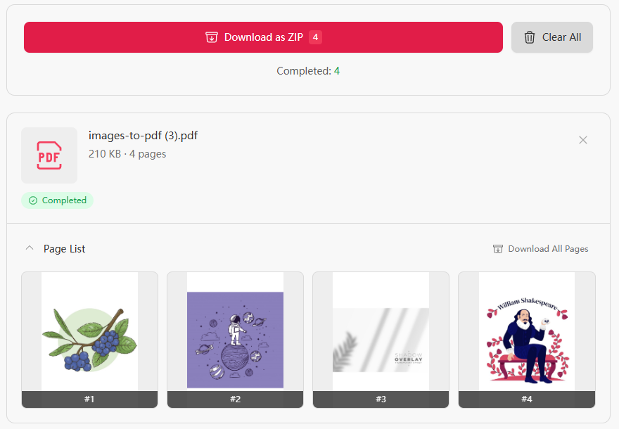 Batch download bar with conversion results
